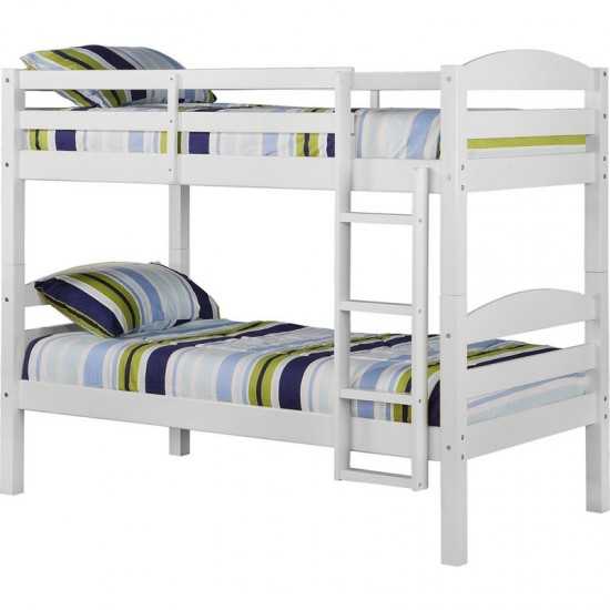 Solid Wood Twin over Twin Bunk Bed - White