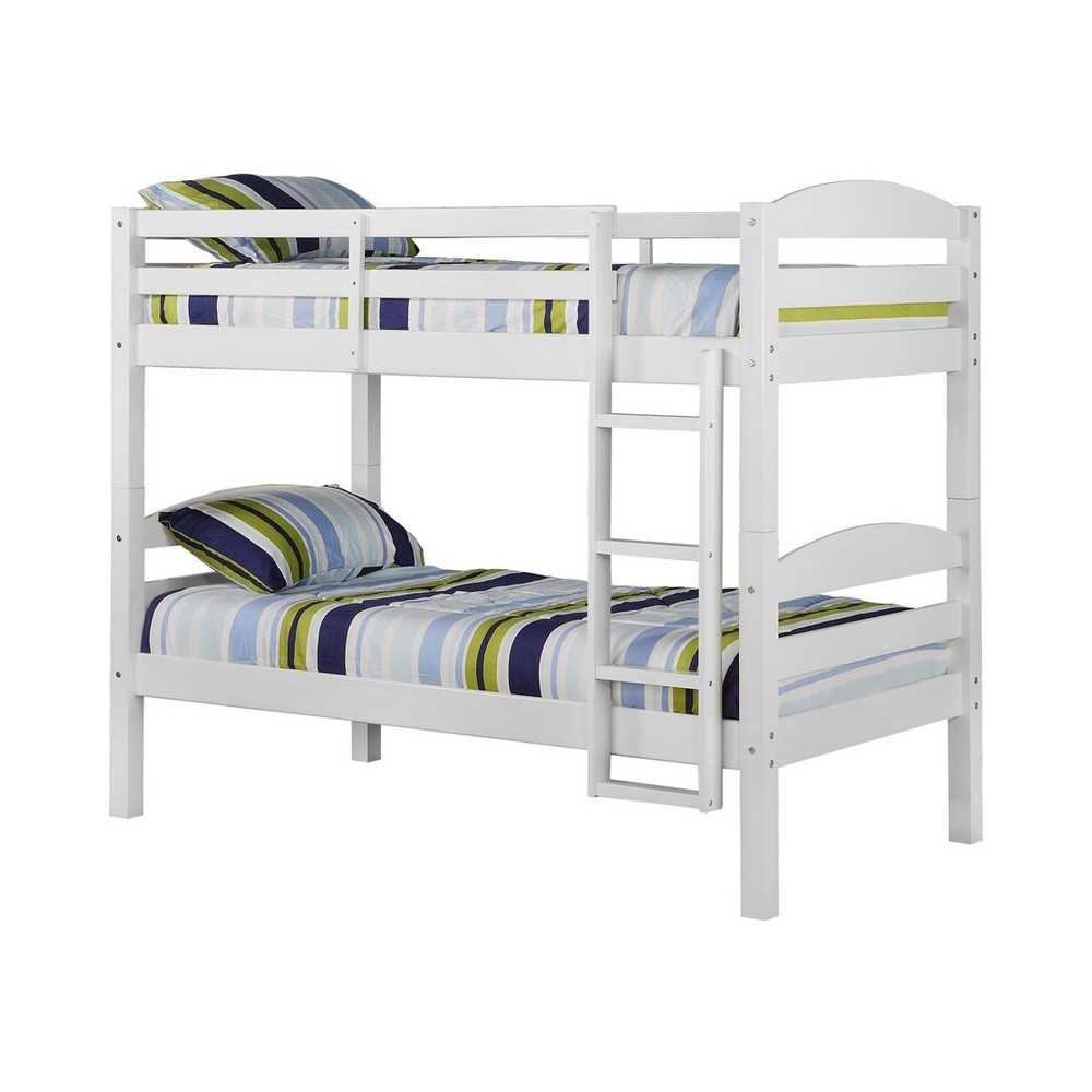 Solid Wood Twin over Twin Bunk Bed - White