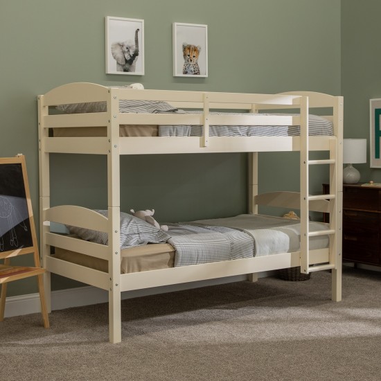 Solid Wood Twin over Twin Bunk Bed - White