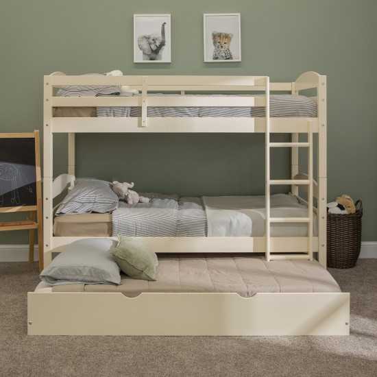Solid Wood Twin over Twin Bunk Bed and Storage/Trundle Bed - White