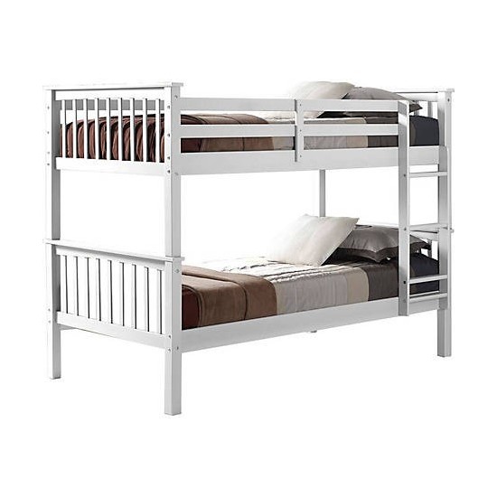 Solid Wood Twin over Twin Mission Design Bunk Bed - White