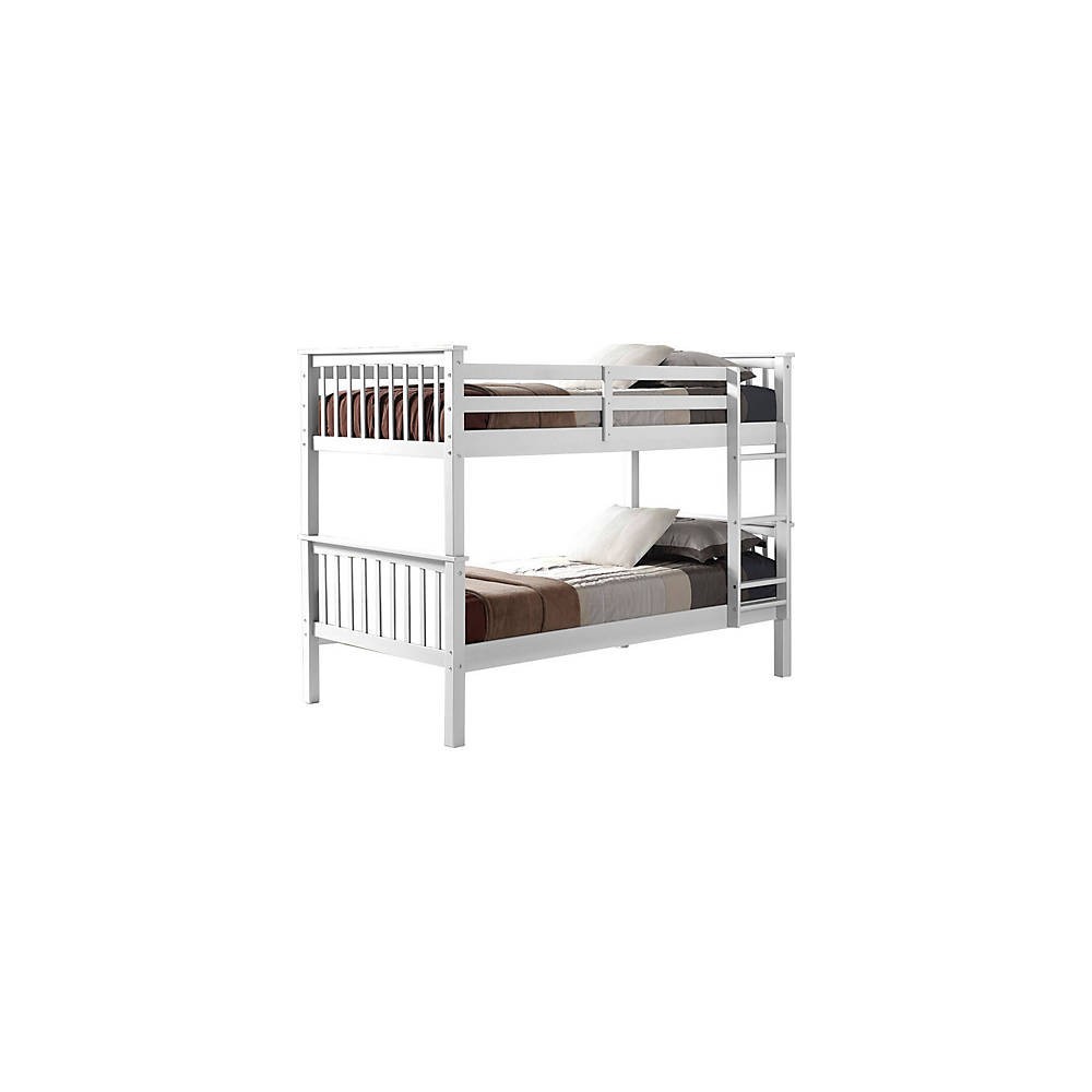Solid Wood Twin over Twin Mission Design Bunk Bed - White Solid Wood Twin over Twin Mission Design Bunk Bed - White