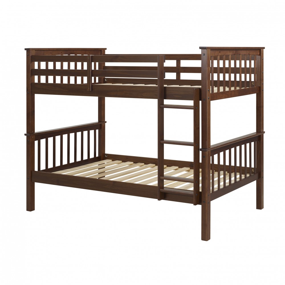 Solid Wood Twin over Twin Mission Design Bunk Bed - Walnut