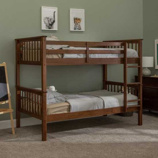 Solid Wood Twin over Twin Mission Design Bunk Bed - Walnut