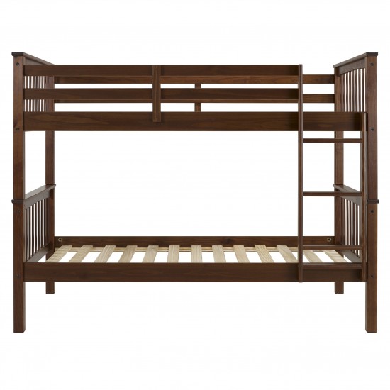 Solid Wood Twin over Twin Mission Design Bunk Bed - Walnut