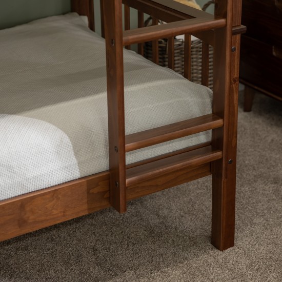 Solid Wood Twin over Twin Mission Design Bunk Bed - Walnut