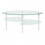 Wave Mid Century Modern Oval Glass Coffee Table