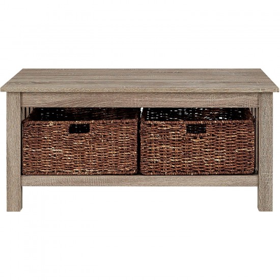 Mission Storage Coffee Table with Baskets - Driftwood