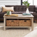 Mission Storage Coffee Table with Baskets - Driftwood