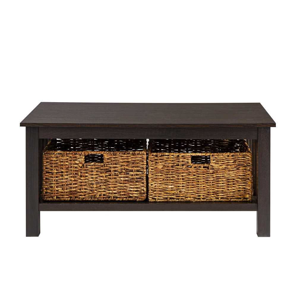 Mission Storage Coffee Table with Baskets - Espresso