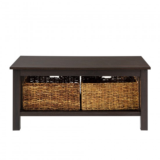 Mission Storage Coffee Table with Baskets - Espresso