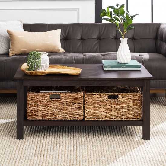 Mission Storage Coffee Table with Baskets - Espresso