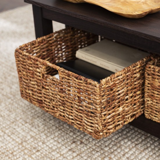 Mission Storage Coffee Table with Baskets - Espresso