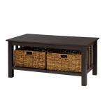 Mission Storage Coffee Table with Baskets - Espresso