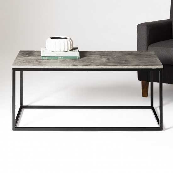 Lowell Open Box Frame Mixed Material Coffee Table - Faux Dark Concrete