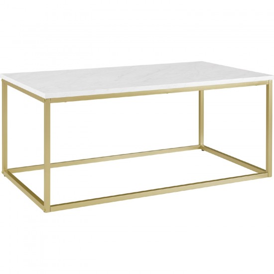 42" Open Box Coffee Table - Faux White Marble/Gold