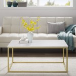 42" Open Box Coffee Table - Faux White Marble/Gold