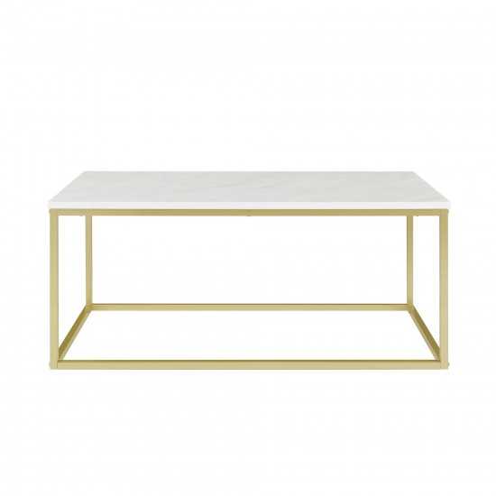 42" Open Box Coffee Table - Faux White Marble/Gold