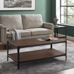 Angle Iron Rustic Wood Coffee Table - Dark Walnut