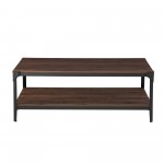 Angle Iron Rustic Wood Coffee Table - Dark Walnut