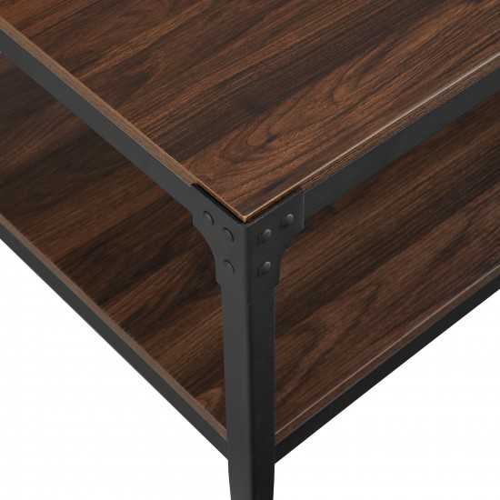 Angle Iron Rustic Wood Coffee Table - Dark Walnut