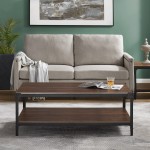 Angle Iron Rustic Wood Coffee Table - Dark Walnut