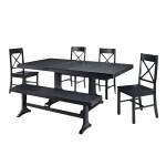 6-Piece Wood Dining Set - Antique Black