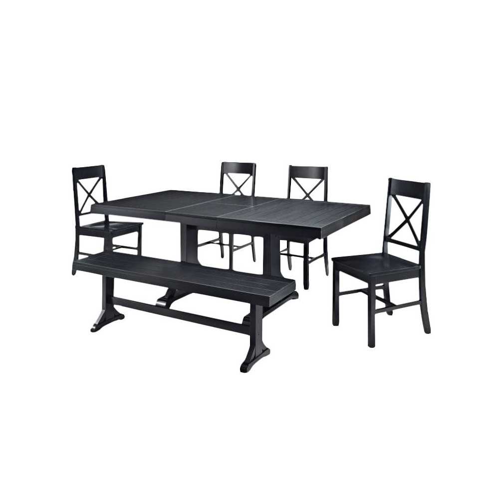 6-Piece Wood Dining Set - Antique Black