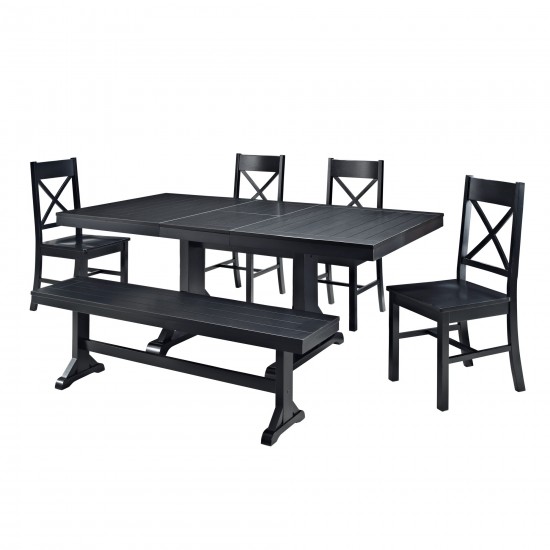 6-Piece Wood Dining Set - Antique Black