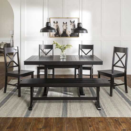 6-Piece Wood Dining Set - Antique Black