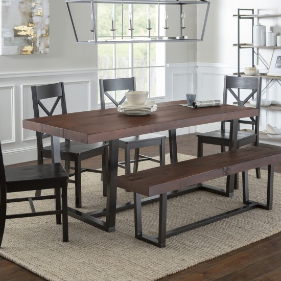 6-Piece Farmhouse Dining Set - Mahogany/Black