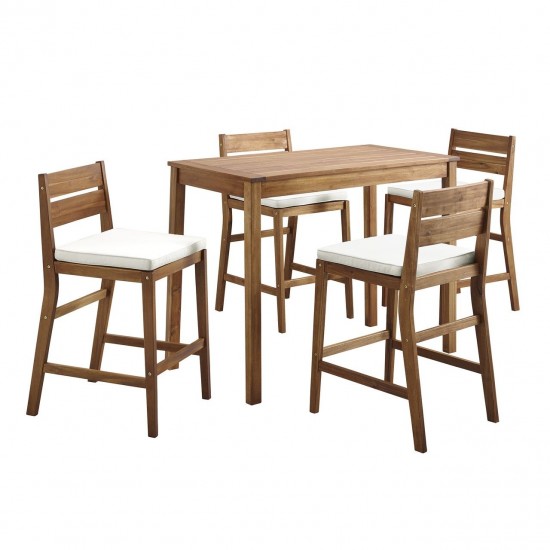 5-Piece Acacia Counter Height Dining Group - Brown