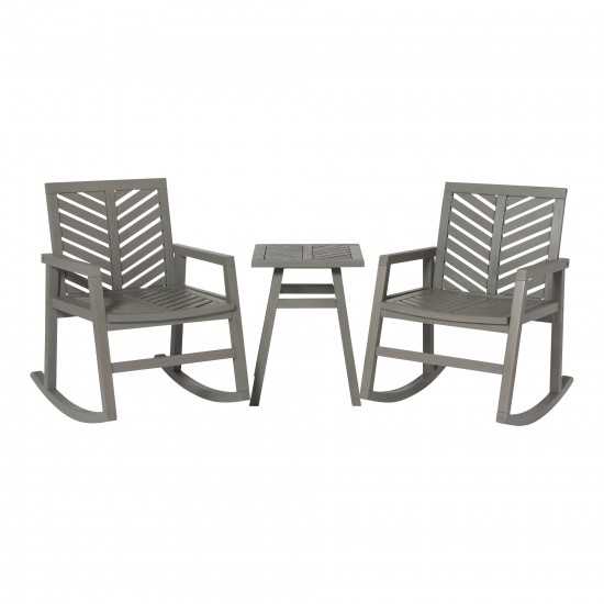 3-Piece Outdoor Rocking Chair Chat Set - Grey Wash