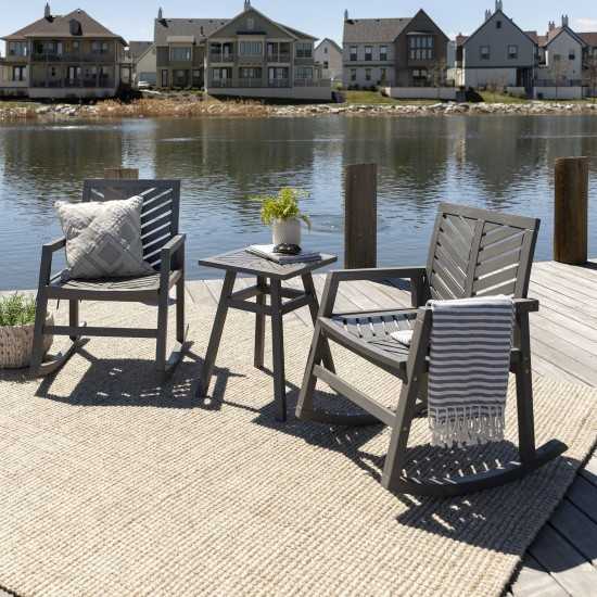 3-Piece Outdoor Rocking Chair Chat Set - Grey Wash