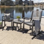 Rocking Chair Outdoor Chat Set with Slatted Square Side Table - Grey Wash