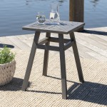 Vincent Outdoor Chevron Side Table - Grey Wash