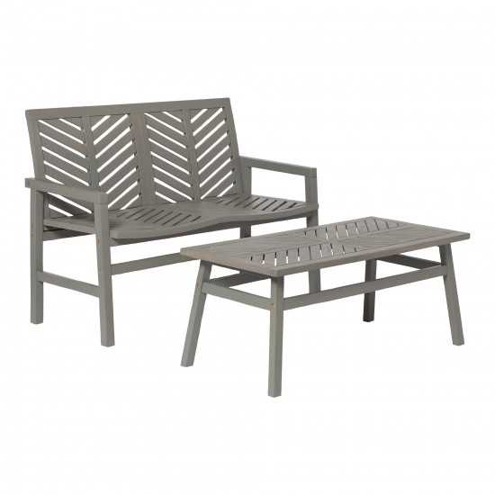 Vincent 2-Piece Chevron Outdoor Patio Chat Set - Grey Wash