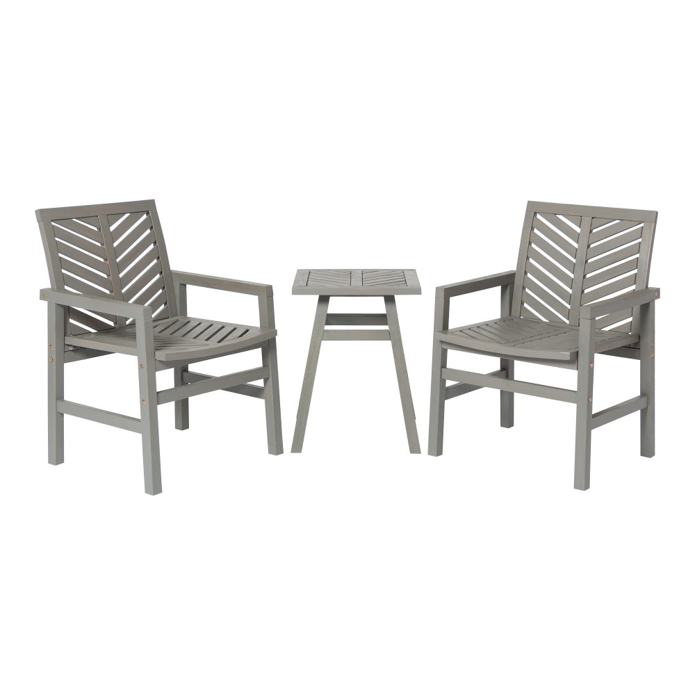 Vincent 3-Piece Chevron Outdoor Patio Chat Set - Grey Wash