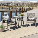 Vincent 3-Piece Chevron Outdoor Patio Chat Set - Grey Wash