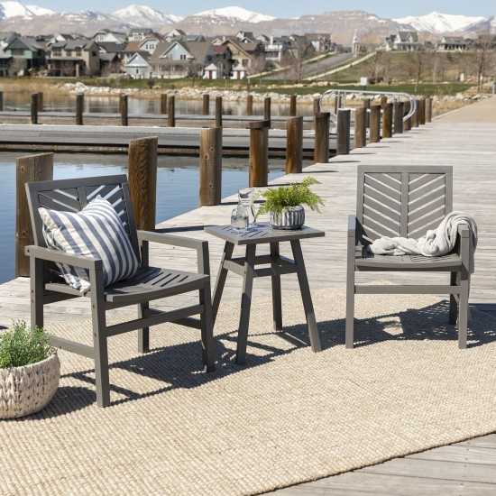 Vincent 3-Piece Chevron Outdoor Patio Chat Set - Grey Wash