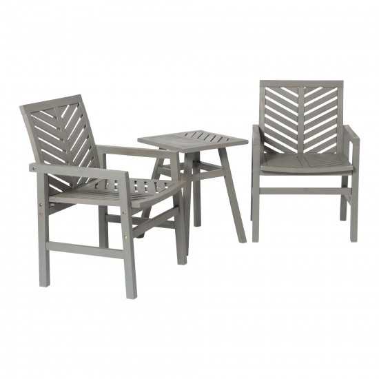 Vincent 3-Piece Chevron Outdoor Patio Chat Set - Grey Wash