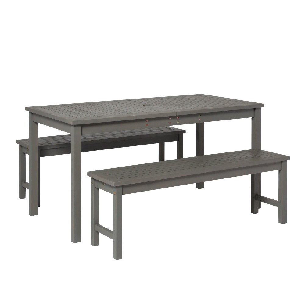 3-Piece Simple Outdoor Patio Dining Set - Grey Wash