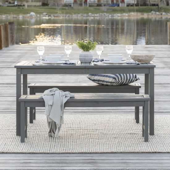 3-Piece Simple Outdoor Patio Dining Set - Grey Wash