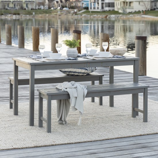 3-Piece Simple Outdoor Patio Dining Set - Grey Wash