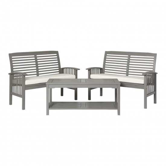 3-Piece Classic Outdoor Patio Chat Set - Grey Wash