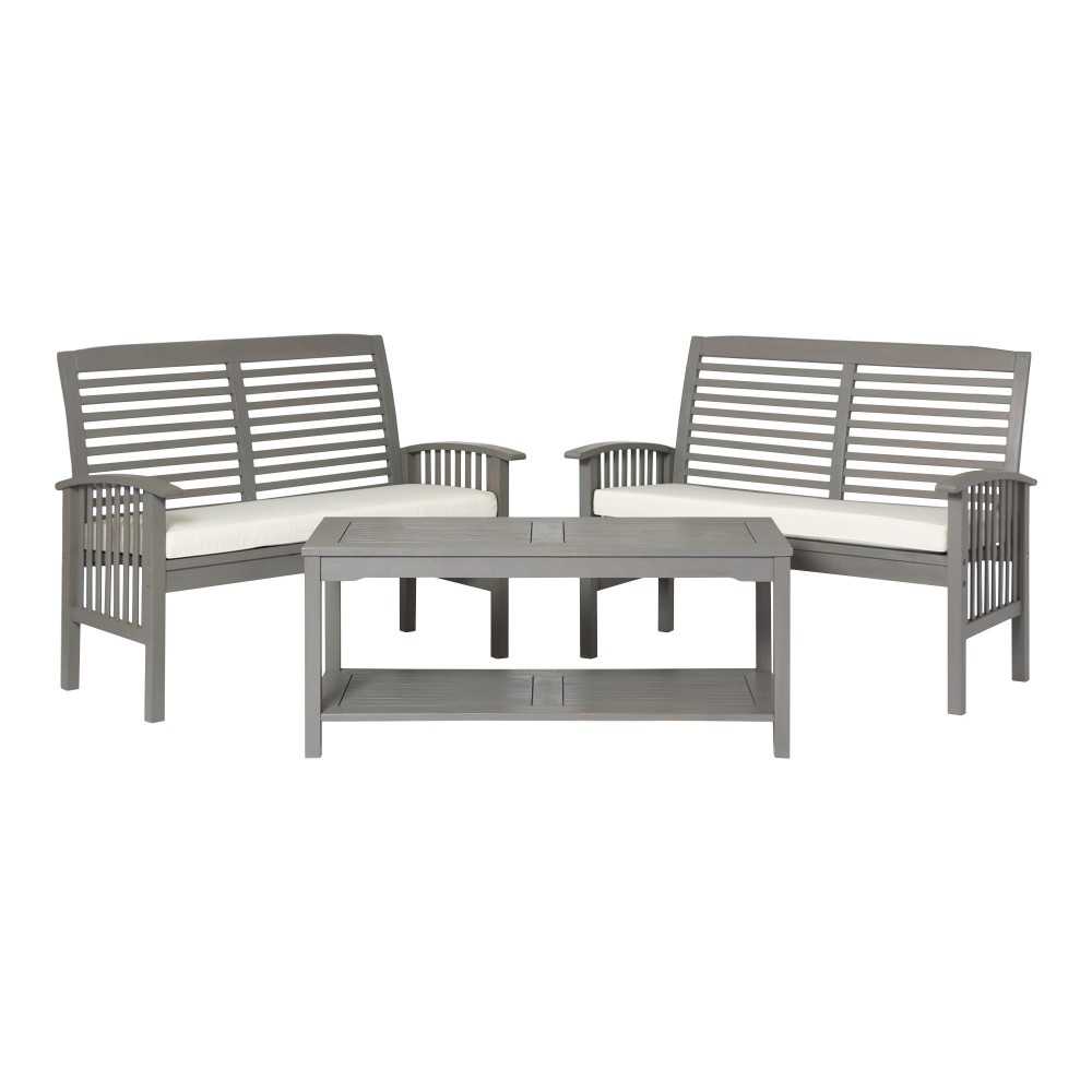 3-Piece Classic Outdoor Patio Chat Set - Grey Wash 3-Piece Classic Outdoor Patio Chat Set - Grey Wash