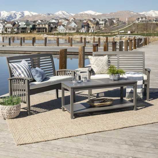 3-Piece Classic Outdoor Patio Chat Set - Grey Wash
