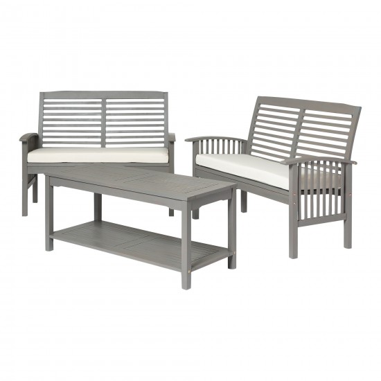 3-Piece Classic Outdoor Patio Chat Set - Grey Wash