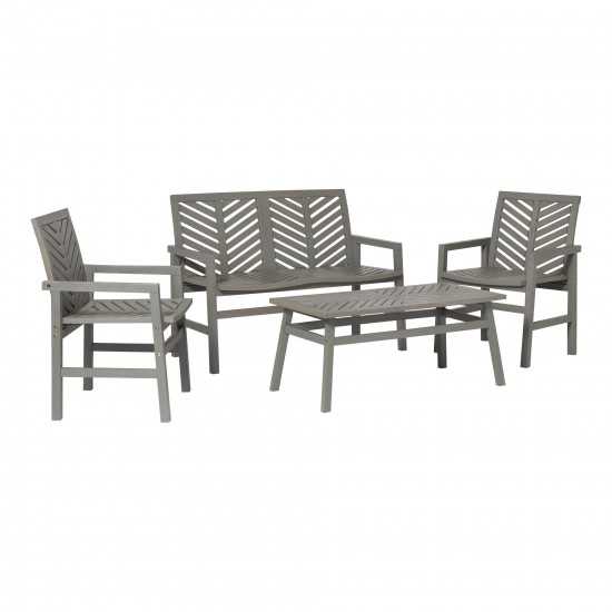 Vincent 4-Piece Chevron Outdoor Patio Chat Set - Grey Wash