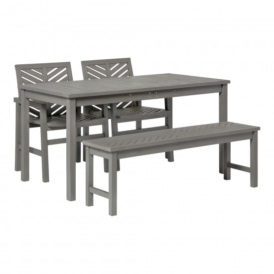 Vincent 4-Piece Chevron Outdoor Patio Dining Set - Grey Wash